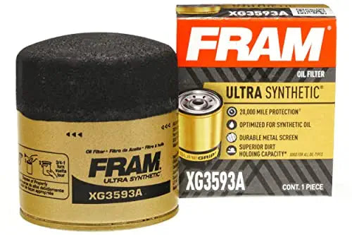 FRAM Ultra Synthetic Automotive Replacement Oil Filter, Designed for Synthetic Oil Changes Lasting up to 20k Miles, XG3593A with SureGrip (Pack of 1)