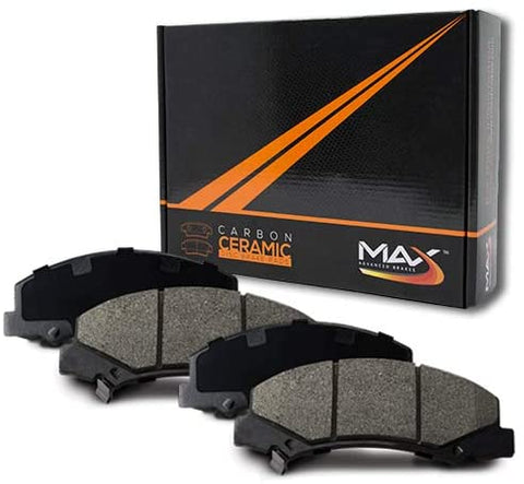 Max Brakes Rear Carbon Ceramic Performance Disc Brake Pads KT079252 | Fits: 2009 09 2010 10 Pontiac Vibe 1.8L Base Models