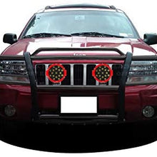 Black Horse Off Road 17EB26MA-PLR Black Grille Guard Kit with 7" Red LED Lights Compatible with 1999 2004 Jeep Grand Cherokee