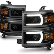 AVENN 2014-2015 Chevy Silverado 1500 LED Light Tube Black Smoked Headlights Headlamps 14 15