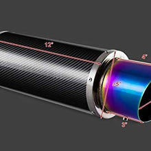 S SIZVER Weld-On Muffler Series Universal 4" N1 Rainbow Burnt Slant Tip Carbon Fiber Exhaust Muffler 2.5" Inlet