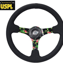 NRG Innovations Reinforced Tropical Edition Alcantara Steering Wheel RST-036TROP-S + U.S. Performance Lab Air Freshener