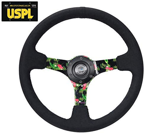 NRG Innovations Reinforced Tropical Edition Alcantara Steering Wheel RST-036TROP-S + U.S. Performance Lab Air Freshener