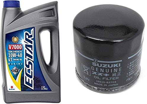 Suzuki ECSTAR V7000 10W-40 Marine 4-Stroke Engine Oil, 1 Gal with 16510-96J10 Oil Filter