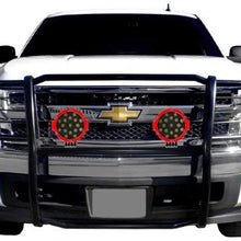 Black Horse Off Road 17GT27MA-PLR Black Grille Guard Kit with 7" Red LED Lights Compatible with 2014 2018 Chevrolet Silverado 1500