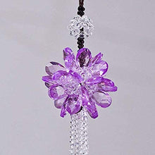 Crystal Flower Car Hanging Ornament Car Rear View Mirror Pendant Car Accessories (Purple)