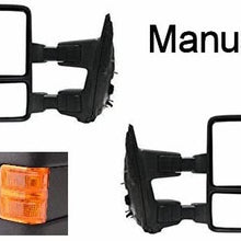 Ezzy Lift Manual Tow Towing Mirrors Orange Signal Dual Glass fits 03-07 Ford F250 F350 F450 F550 Left Driver Right Passenger Set