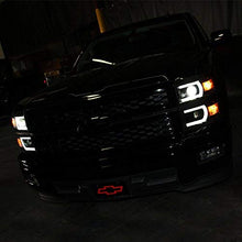 For U Neon Bar Style Black Smoked 2014-15 Chevy Silverado 1500 LED DRL Projector LH + RH Side Headlights