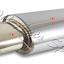 S SIZVER Weld-On Muffler Series 5.5" Oval Euro Burnt Tip Stainless Weld-On Exhaust Muffler 2.5" Inlet Universal 2