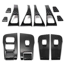 Customized for Tesla Model 3 Model Y Carbon Fiber Inner Window Switch Bring ABS Cover Trim Panel Door Decal Open Button Holder (14 Pieces - Black)