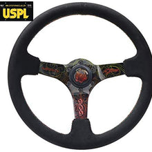 NRG Innovations Reinforced RYAN LITTERAL Signature Alcantara Steering Wheel RST-036MB-RL + U.S. Performance Lab Air Freshener