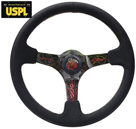 NRG Innovations Reinforced RYAN LITTERAL Signature Alcantara Steering Wheel RST-036MB-RL + U.S. Performance Lab Air Freshener