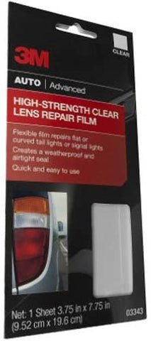 3M High Strength Clear Lens Repair Film, Flexible Film Repair Flat or Curved Tail Light or Signal Lights, Clear Color, 3.75in x 7.75in, 1 Sheet