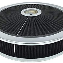 HotRod99 14" 3" Chrome Washable Filter Flow Air Cleaner with Raised Top Black