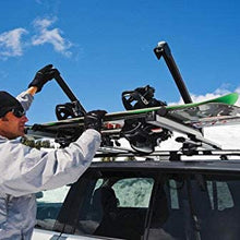 HTTMT Kayak- 32 Inches Rooftop SnowRack Plus Ski Rack Compatible with Cars Fits 6 Pairs Skis or Fits 4 Snowboard [P/N: US-Kayak-SKI-BK]