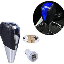 TESWNE Black Leather LED Touch Activated Shift Knob for Toyota/ Scion Honda /Acura Nissan/ Mazda Lexus (White)