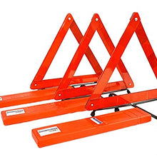 BRUFER 3-Pack Emergency Roadside Safety Triangle with Reinforced Cross Base and Carrying Case