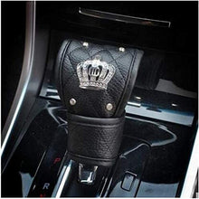 eing Pu Leather Car Gear Shift Cover with Bling Rhinestones Imperial Crown Decor Car Accessory,Black