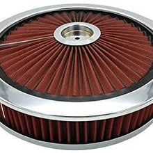 HotRod99 14" 3" Chrome Washable Filter Flow Air Cleaner with Raised Top Red