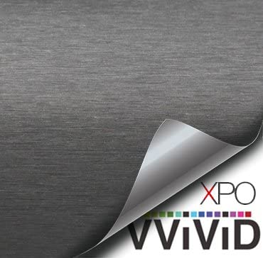 VViViD XPO Gunmetal Grey Brushed 5 Feet x 1 Foot Car Wrap Vinyl Roll with Air Release Technology