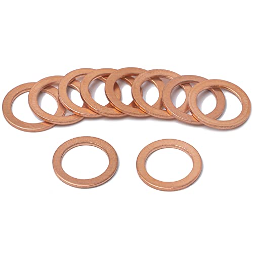 Prime Ave OEM Copper Oil Drain Plug Washer Gaskets Compatible/Replacement for Mercedes Part#: 007603-014106 (Pack of 10)