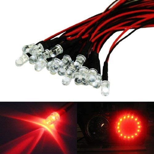 iJDMTOY (20 Brilliant Red 12V LED Emitter Lights Compatible With Tail Lamps, Brake Lights, Angel Eyes Halo Rings or Headlight Retrofit DIY use