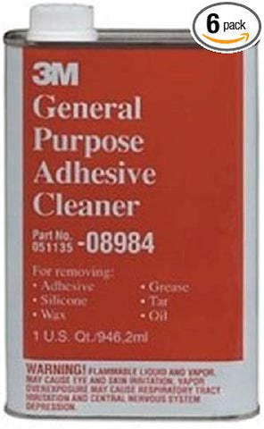 3M 08984 General Purpose Adhesive Remover & Cleaner, Quart, 6-Pack