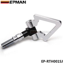 EPMAN Billet Aluminum Front Rear JDM Japanese Car Auto Triangle Ring Trailer Tow Hook Kit For Honda Toyota (Silver)