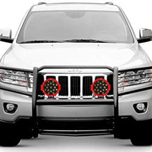 Black Horse Off Road 17A080200MA-PLR Black Grille Guard Kit with 7" Red LED Lights Compatible with 2005 2010 Jeep Grand Cherokee