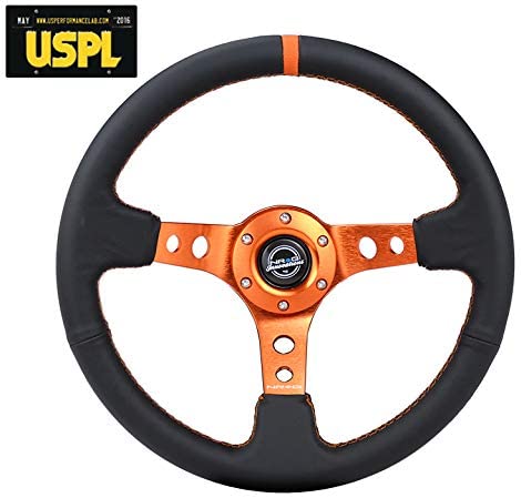 NRG Innovations Reinforced Leather Steering Wheel RST-006OR + U.S. Performance Lab Air Freshener