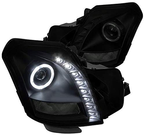 Spec-D Tuning For Cadillac CTS Black Smoke SMD LED Halo Projector Headlights Front Lamps Pair