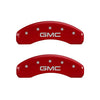 MGP Caliper Covers (34208SGMCRD) 'GMC' Engraved Front and Rear Caliper Cover with Red Powder Coat Finish and Silver Characters, (Set of 4)