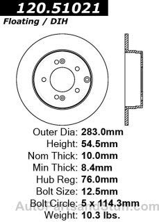 Centric - 120.51021 - Premium Brake Rotor