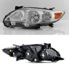 For 2011-2013 Toyota Corolla Chrome Clear Headlights Front Lamps Direct Replacement Left + Right Pair