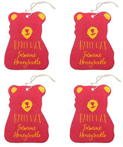 Happy Wax Jasmine Honeysuckle Scented Hanging Car Cub Air Freshener - Cute Car Freshener Infused with Natural Essential Oils! (4-Pack)