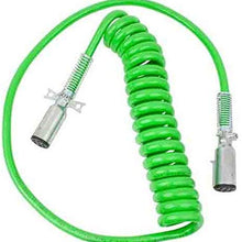 Mytee Products 7-Way ABS Coil 15' (Green) 48" x 12" Leads Trailer Electrical Power Cord Powercoils