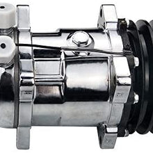 ACTECmax Universal A/C Compressor with Black 2PK Clutch SD 508 5H14 R134A Chrome Compressor