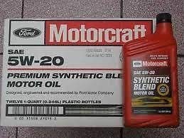 Motorcraft SAE 5w20 Synthetic Blend Motor Oil- 12 Quart Case