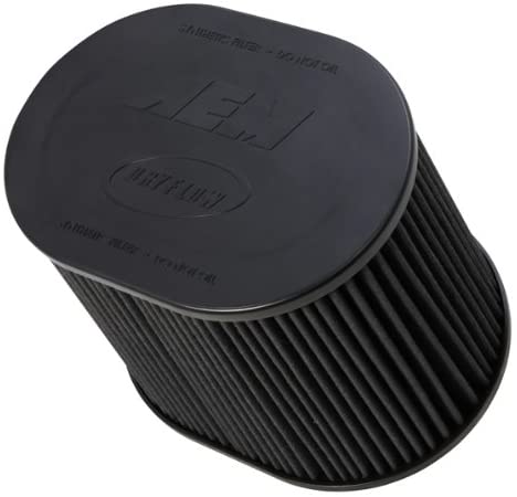 AEM 21-2259BF Universal DryFlow Clamp-On Air Filter: Oval Tapered; 4 in (102 mm) Flange ID; 9 in (229 mm) Height; 10.5 in (267 mm) Base; 9.5 in x 6.75 in (241 mm x171 mm) Top