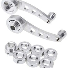 2Pcs Universal Car Window Handle Winder Riser Replacement Winder Crank Riser Window Handles Aluminum Alloy (Silver)