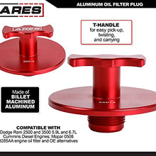 ARES 55012 - Herramienta de tapón de filtro de aceite de aluminio – Compatible con motores diesel Dodge Ram 2500 y 3500 5.9L y 6.7L Cummins – Eliminar e instalar filtros de aceite sin derrames – Mango ergonómico en T