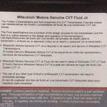 Genuine Mitsubishi J4 (J1) CVT Transmission Fluid - 5 Quarts - MZ320185 Lancer Outlander & Sport with CVT Transmission 2008 2009 2010 2011 2012 2013 2014 2015 2016 2017