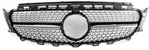 ZMAUTOPARTS Diamond Style Front Upper Hood Grille Black/Chrome Compatible with 2016-2018 Mercedes-Benz E-Class W213