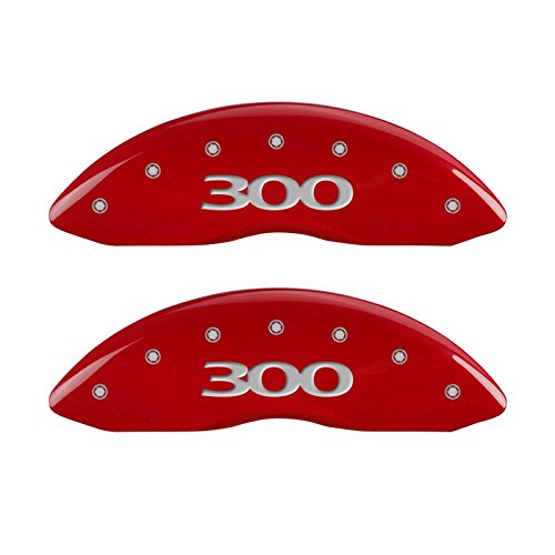 MGP Caliper Covers (32020S300RD) '300' Engraved Front and Rear Caliper Cover with Red Powder Coat Finish and Silver Characters, (Set of 4)