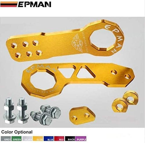 Epman CNC Billet Aluminum Front+Rear Tow Racing Bumper Hook Towing Kit TR-TH01Q (Black)
