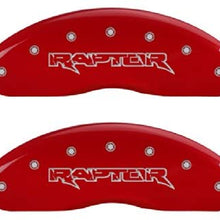 MGP Caliper Covers 10219SRPTRD Red Brake Covers for Ford F-150 2012-2020 (Mechanical Parking Brake) Engraved with Raptor (Front/Rear Covers; Set of 4)