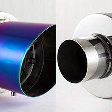 S SIZVER Weld-On Muffler Series Universal 4" N1 Rainbow Burnt Slant Tip Carbon Fiber Exhaust Muffler 2.5" Inlet