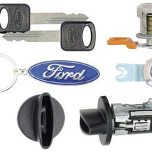 For SELECT Ford Lincoln Ignition Switch Lock Cylinder + Pair (2) Door Lock Cylinder W/2 Ford Oval Logo Keys & Key Chain