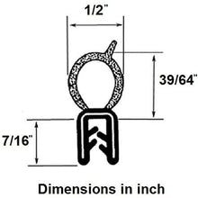 Vertical Bulb Trim Seal Bulb Diameter: 0.5" Grip range: 0.039" to 0.14" | Trunk, boot, lid, hood, hatch rubber (5 Feet)