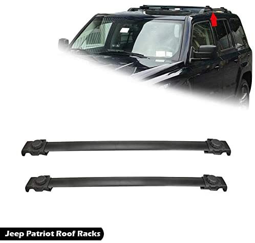 IRONWALLS 2PCS Roof Racks Crossbars Cargo Load Bars Aluminum Black for Jeep Patriot 2007-2017 with Vertical Side Bars (2007-2017 Jeep Patriot)